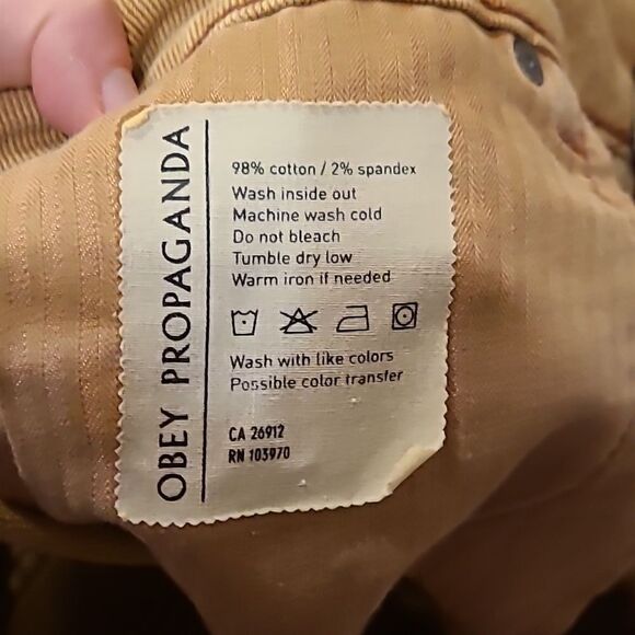 Obey propaganda rustic yellow distressed cuffed jean shorts size 28 - Picture 3 of 5